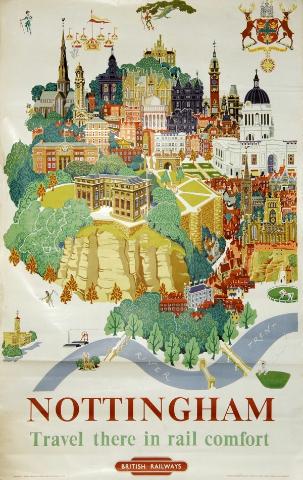 Nottingham vintage travel poster for British Railways  Print